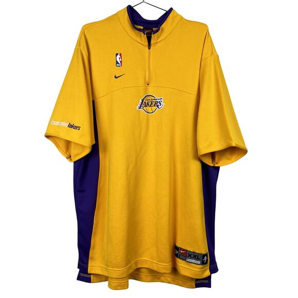 VTG Nike Team NBA Los Angeles Lakers Warmup Jersey XXL Yellow Purple LA Y2K - Picture 1 of 15